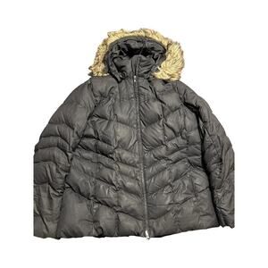 Land’s End Women’s Down Jacket with Hood Black Size XL